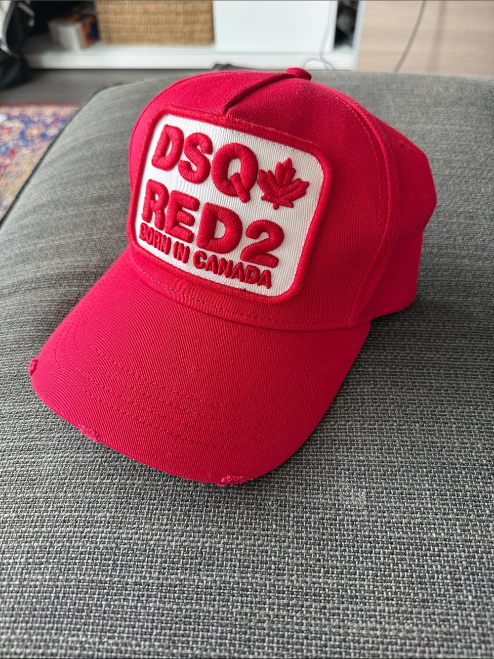 DSQUARED Red Embroidered Patch Baseball Cap